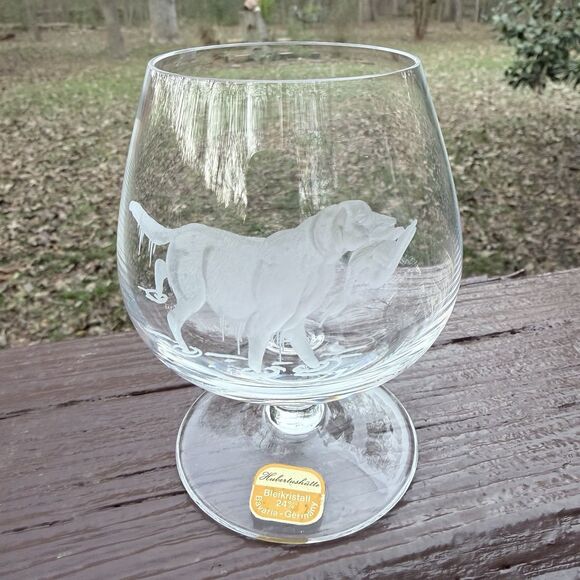 4 Hubertushutte Crystal Glasses HUNTING DOGS - Picture 6 of 11